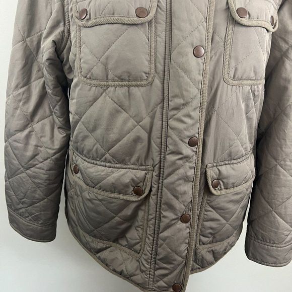 NWOT THREAD & SUPPLY Green Quilted Snap Button Zipper Down Utility Jacket (L) - Picture 4 of 11